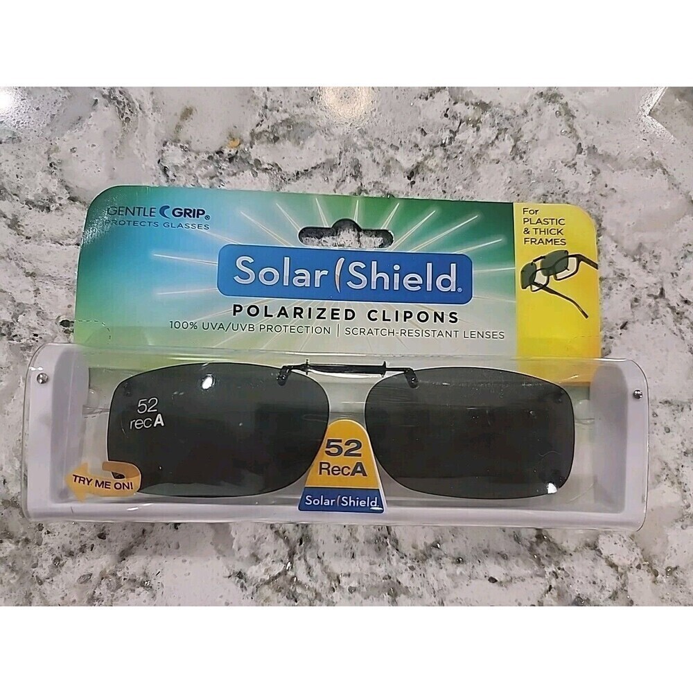 New  Solar Shield Polarized Clipons 52 Rec A 100% UVA/UVB Protection Scratch Res